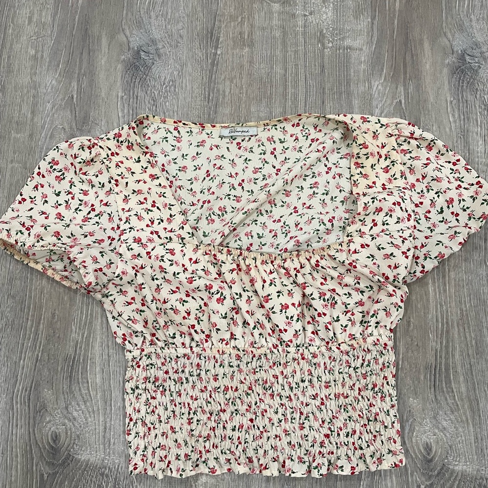 Floral Printed Deep Square Neck Shirt